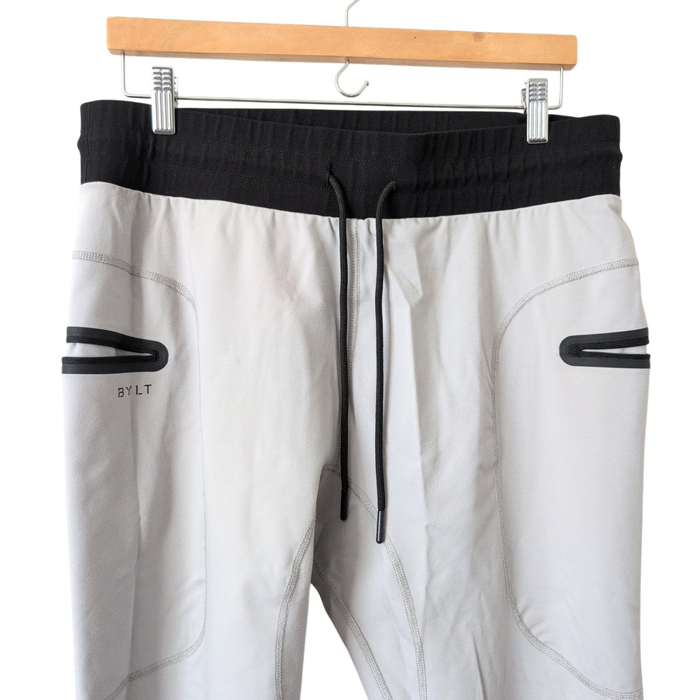 BYLT Premium Jogger Mens XL Light Grey Black Zipper Pockets Athletic Pants P_JOG